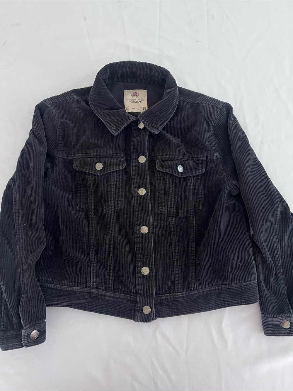 Paradise League Pull& Bear Black Corduroy Button-Up Jacket